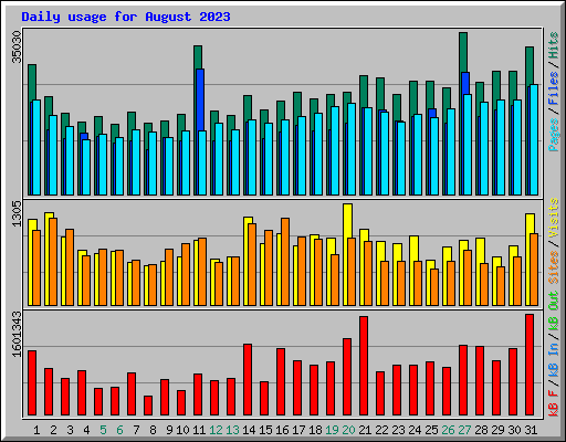 Daily usage for August 2023