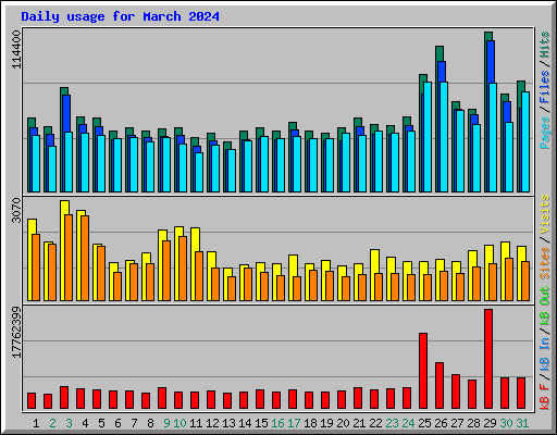 Daily usage for March 2024